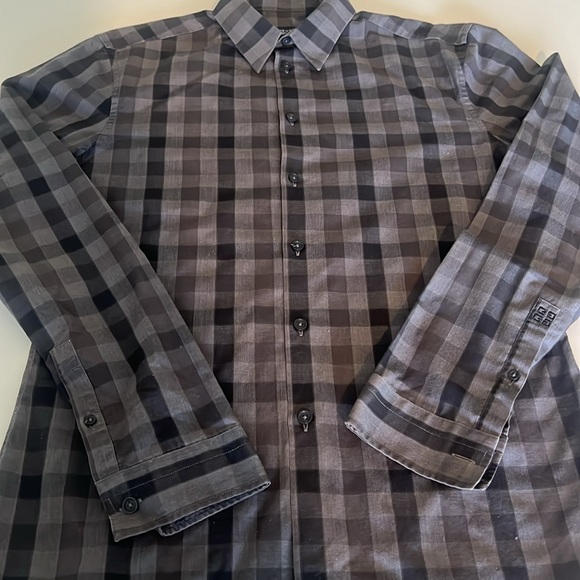 COPY - Givenchy Grey/Black Plaid Button Dress Shirt - Picture 4 of 5